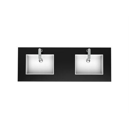 Castello Usa Serenity 60" Solid Surface Vanity Top with Black Top and White Basin CB-GM-2066-60-B